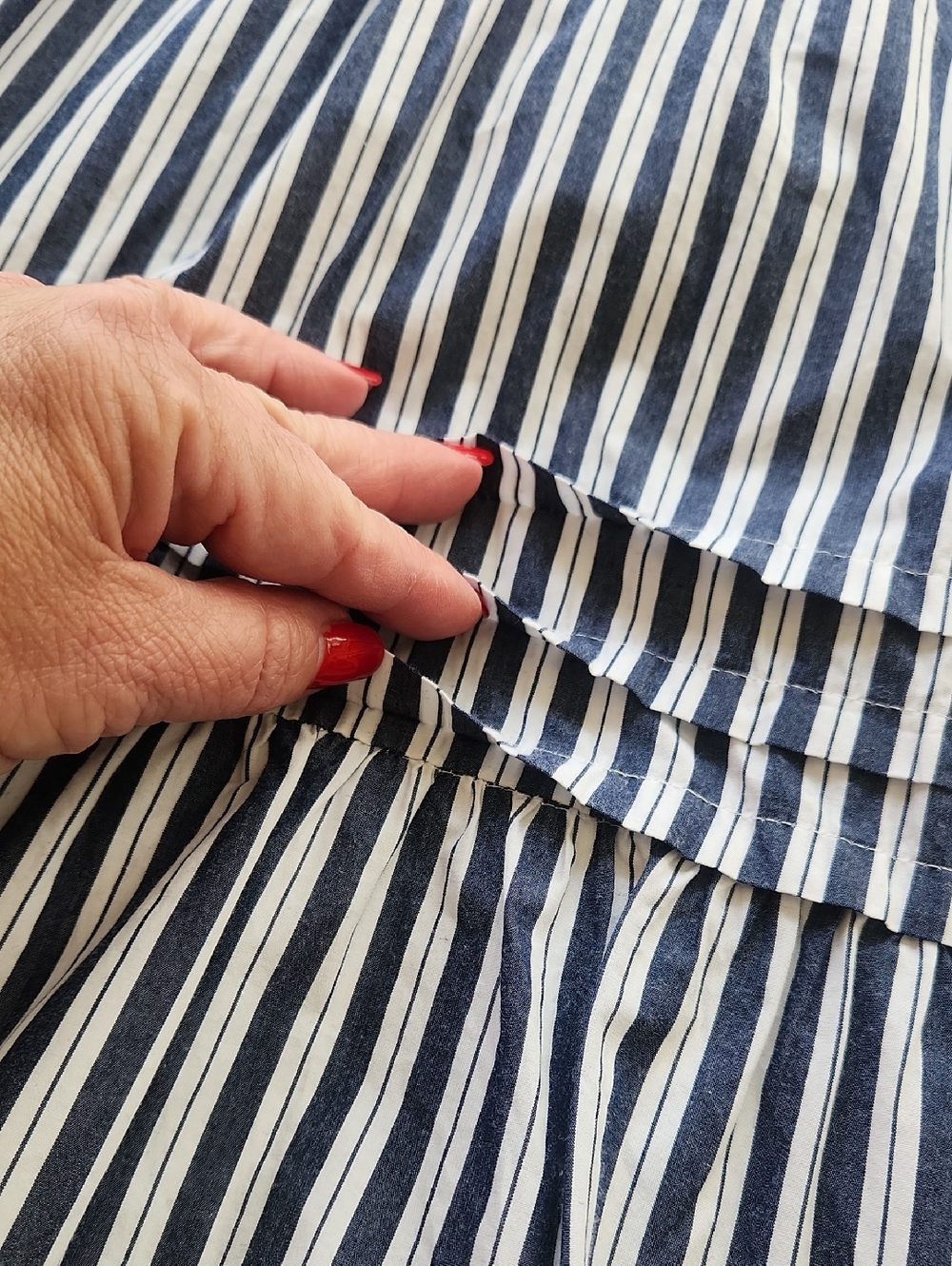 Quince 100% Organic Cotton Poplin Tiered Maxi Dress in Hudson Stripe L - Picture 14 of 17